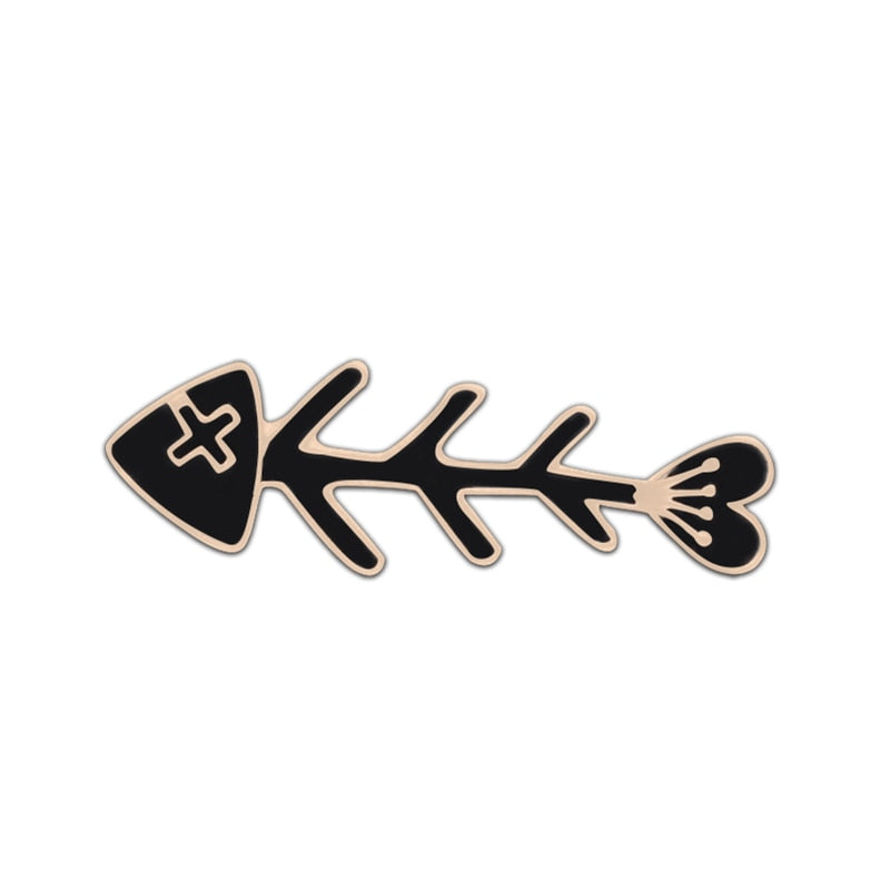 Cat Paw Enamel Pin - fish bone