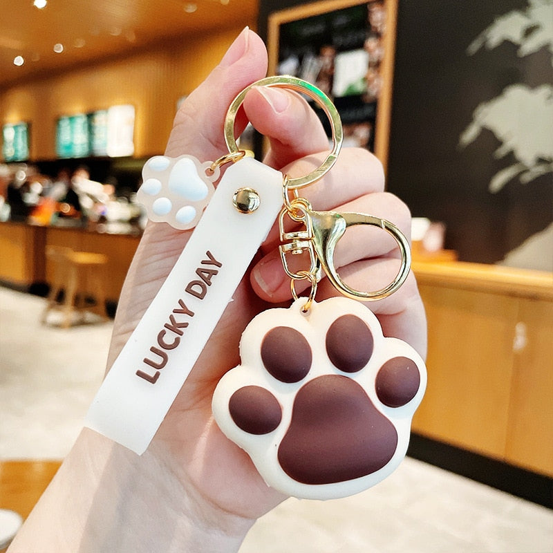 Cat Paw Keychain - Brown - Cat Keychains