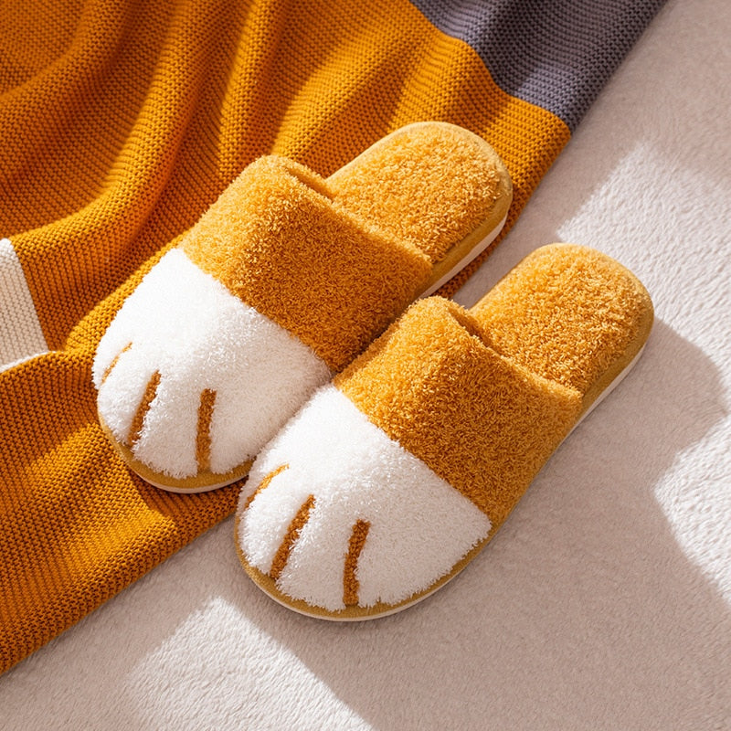 Cat Paw Slippers - Yellow / 36-37 (22.5-23cm) / China - Cat