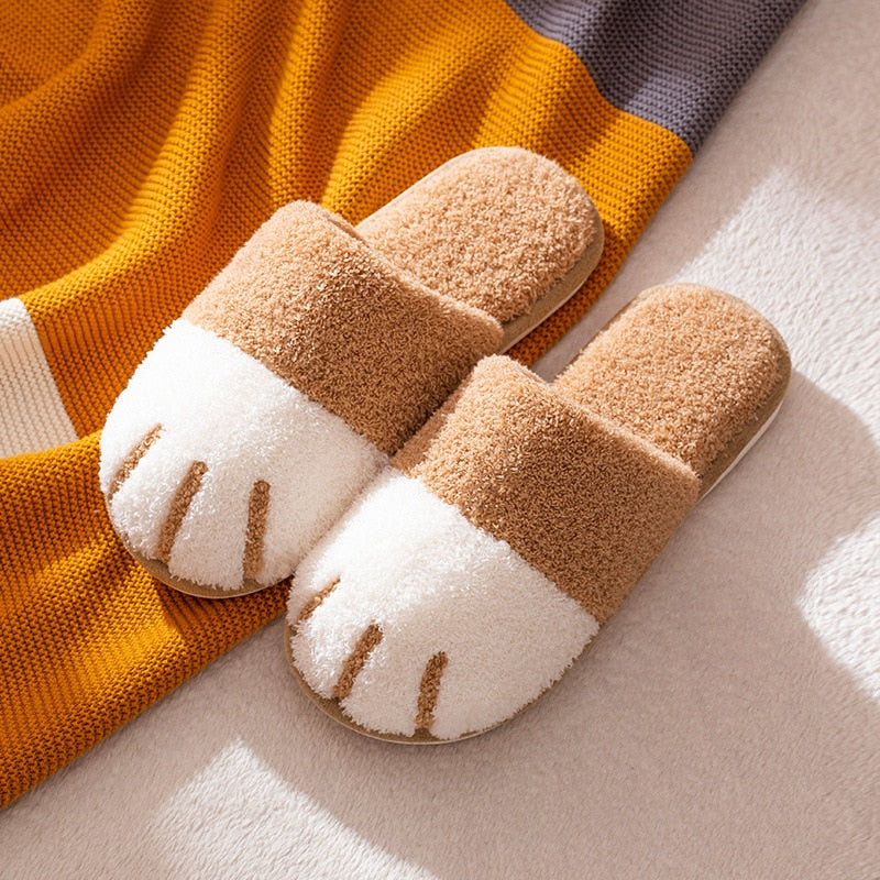 Cat Paw Slippers - Khaki / 36-37 (22.5-23cm) / China - Cat