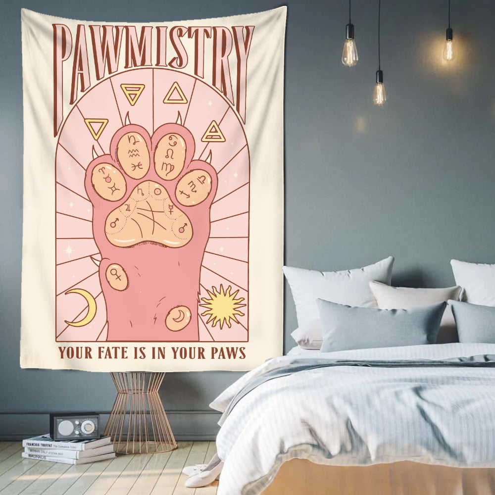 Cat Paw Tarot Tapestry - Cat Tapestry