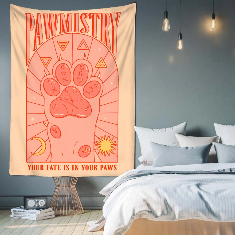 Cat Paw Tarot Tapestry - Cat Tapestry