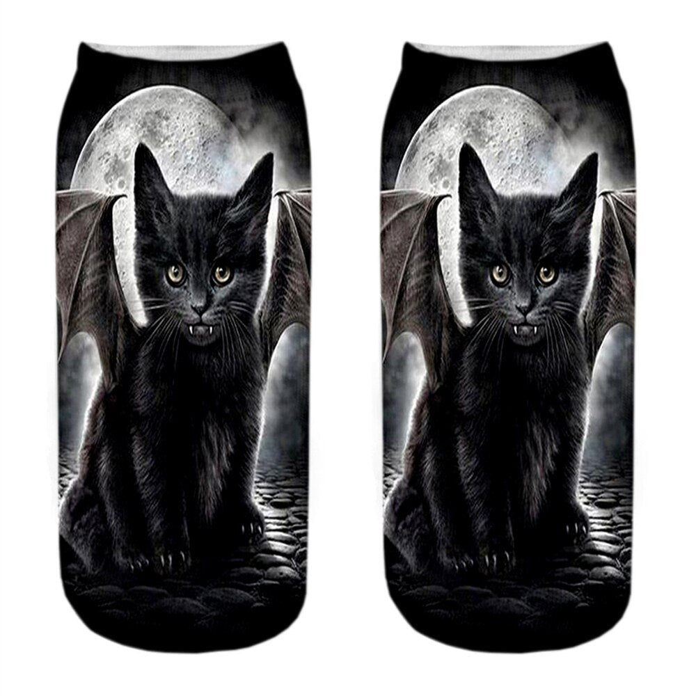 Cat Picture on Socks - Dark- Ash / EU34-40 US4-7 - Cat Socks