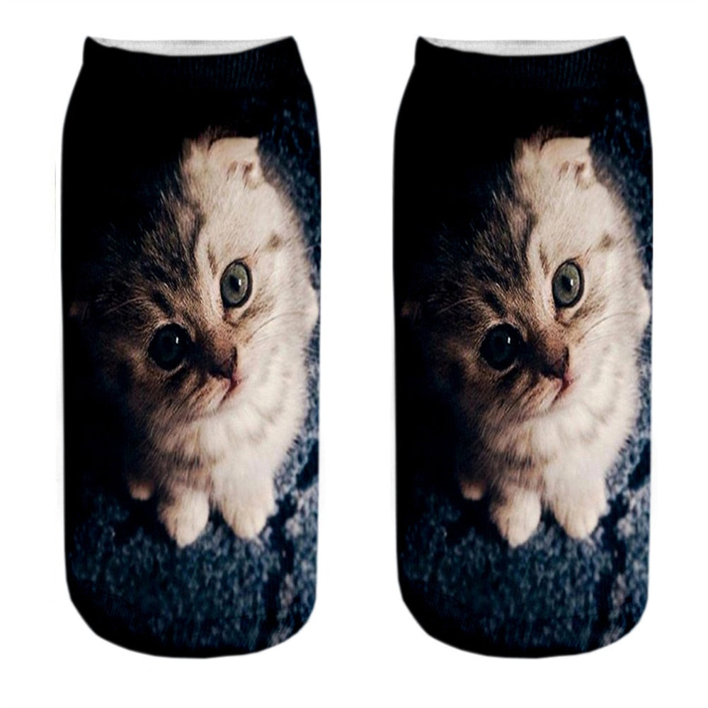 Cat Picture on Socks - Dark / EU34-40 US4-7 - Cat Socks