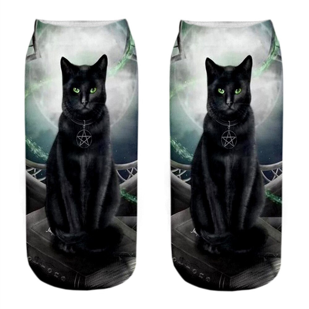 Cat Picture on Socks - Charcoal / EU34-40 US4-7 - Cat Socks
