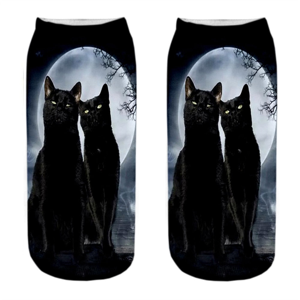 Cat Picture on Socks - Moonlight / EU34-40 US4-7 - Cat Socks