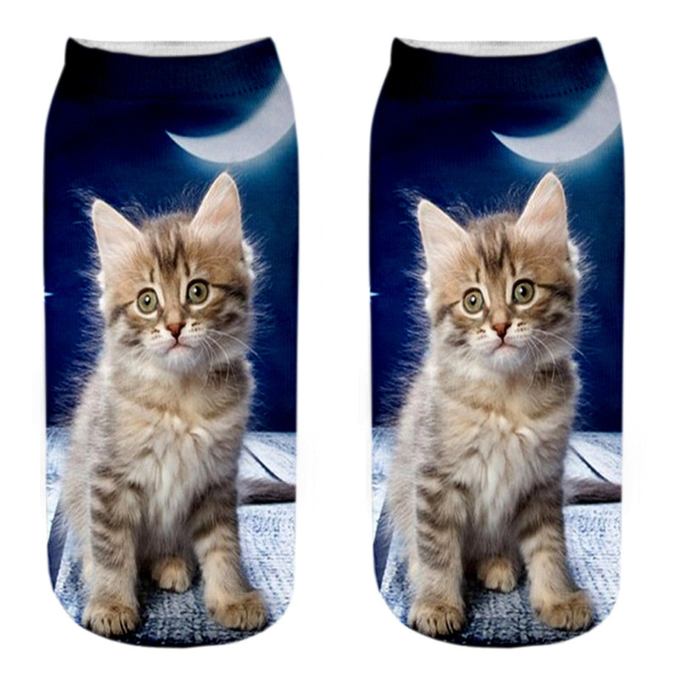Cat Picture on Socks - Dark Blue / EU34-40 US4-7 - Cat Socks