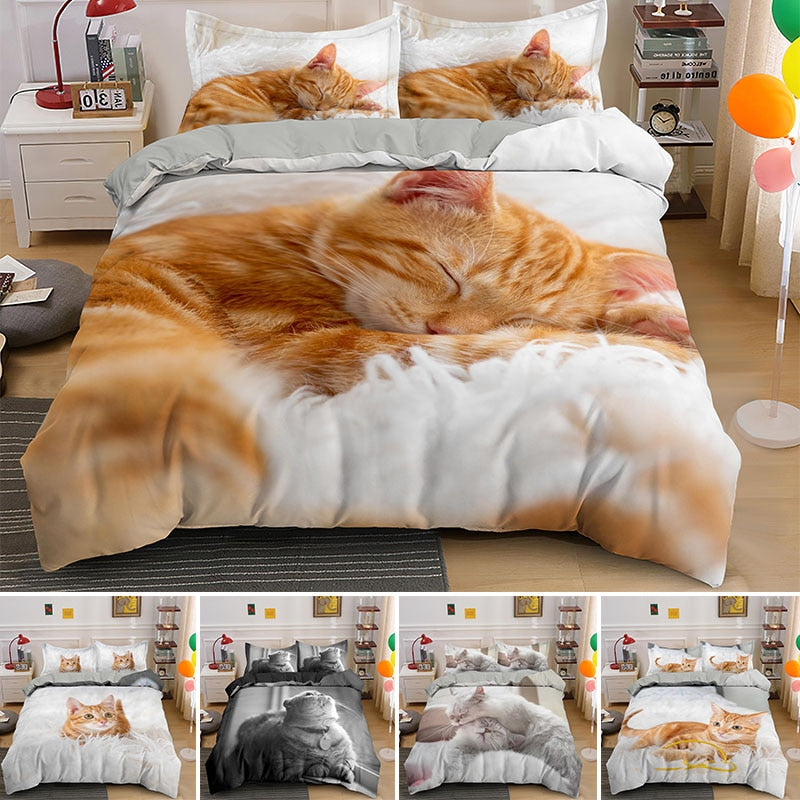Cat Print Duvet Cover