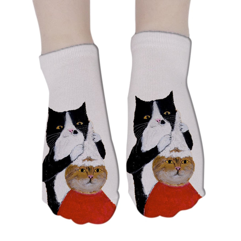 Cat Print Socks - Cat Socks