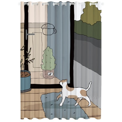 Cat Proof Curtains - Blue / W100xL270cm / Hook - cat