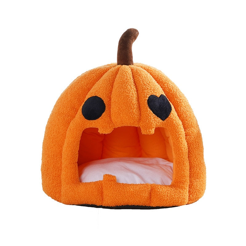 Cat Pumpkin Bed - Orange / S