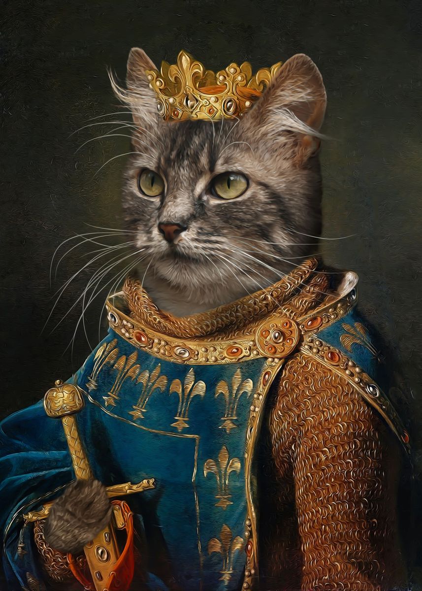 Cat Royalty Painting - 21x30cm no frame / Black