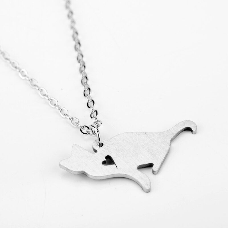 Cat Silhouette Necklace - Cat necklace