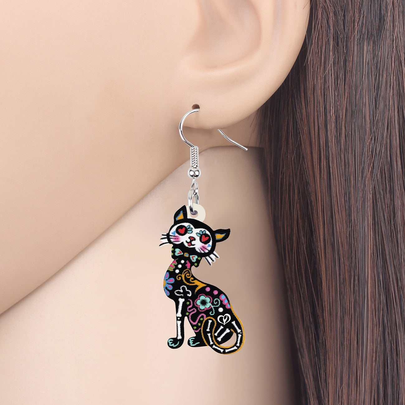 Cat Skeleton Earrings - Cat earrings