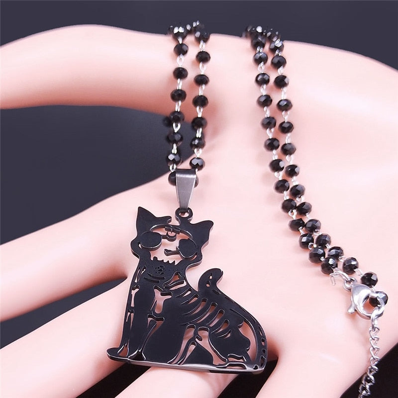 Cat Skull Necklace - Cat necklace