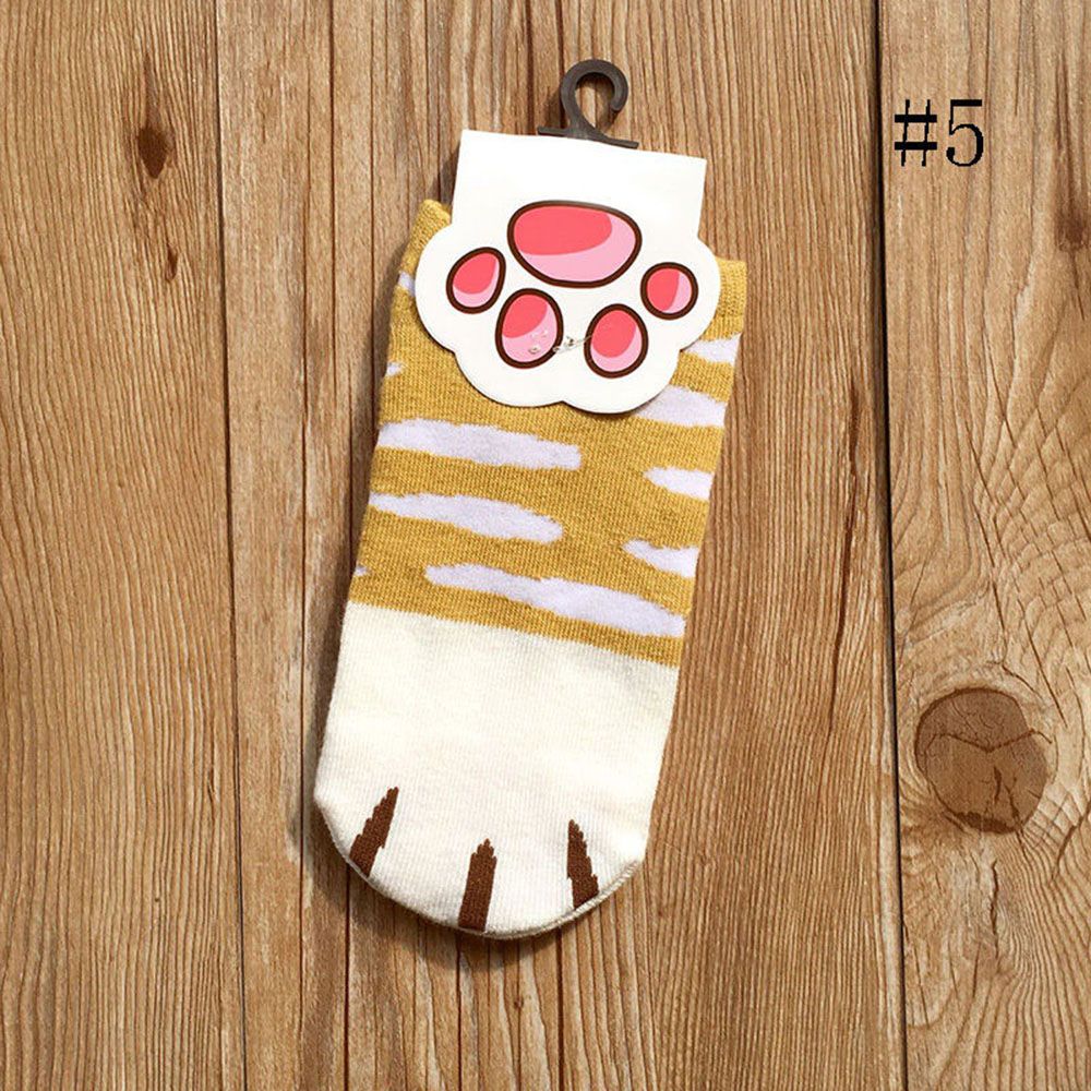 Cat Sock - Beige-White - Cat Socks