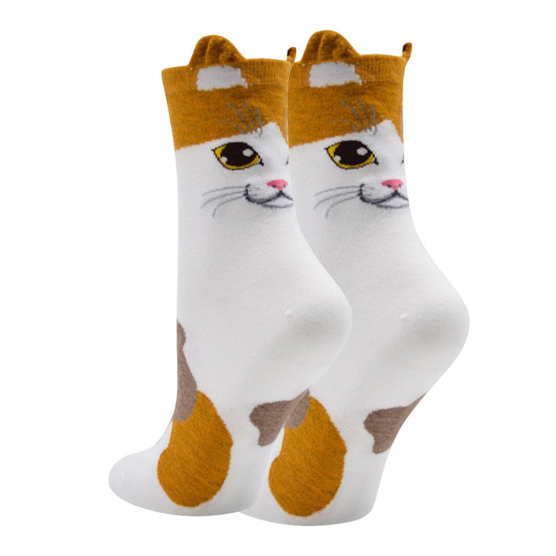 Cat Socks with Ears - White / EU 35-40 - Cat Socks