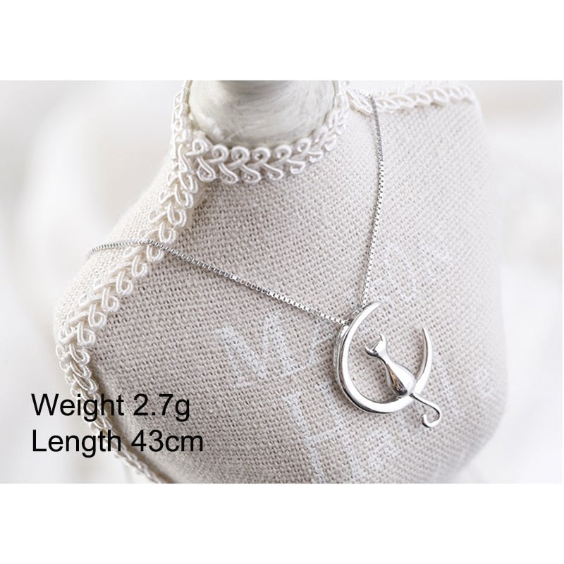 Cat Tail Moon Necklace - Cat necklace