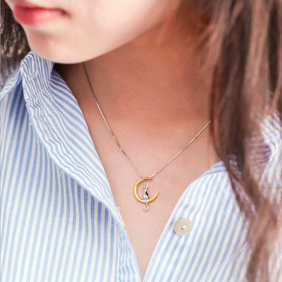 Cat Tail Moon Necklace - Cat necklace