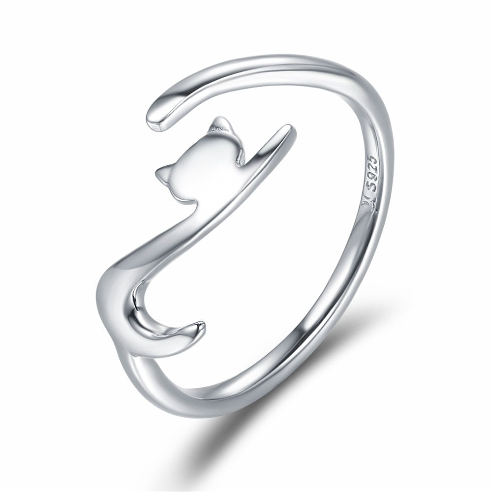 Cat Tail Ring - Silver - cat rings