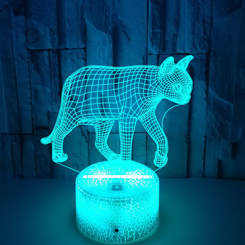 Cat Themed Night Lights - Crack Base / 7 color no remote