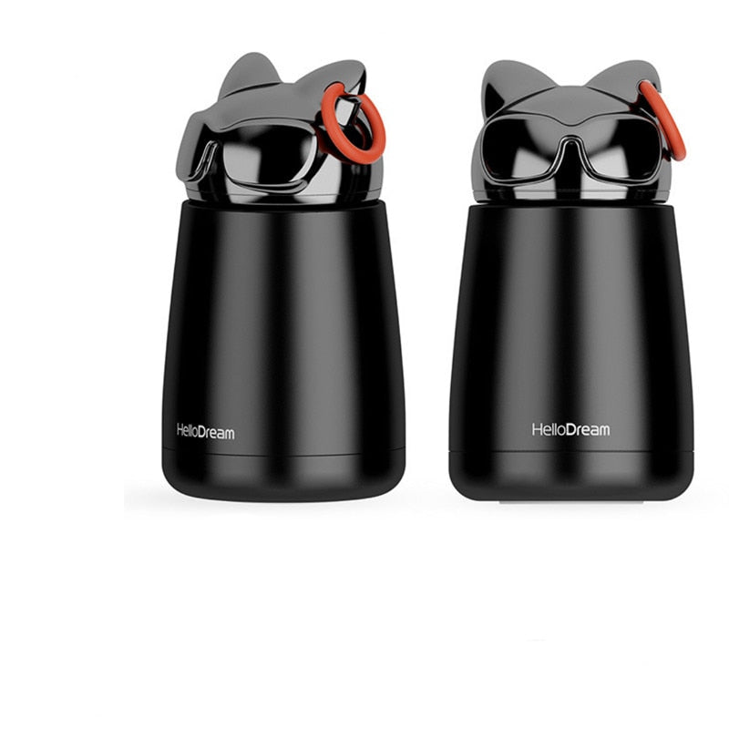 Cat Thermos Flask - Black