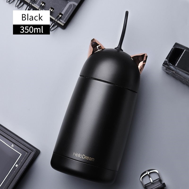 Cat Thermos Mug - 350ML / Black