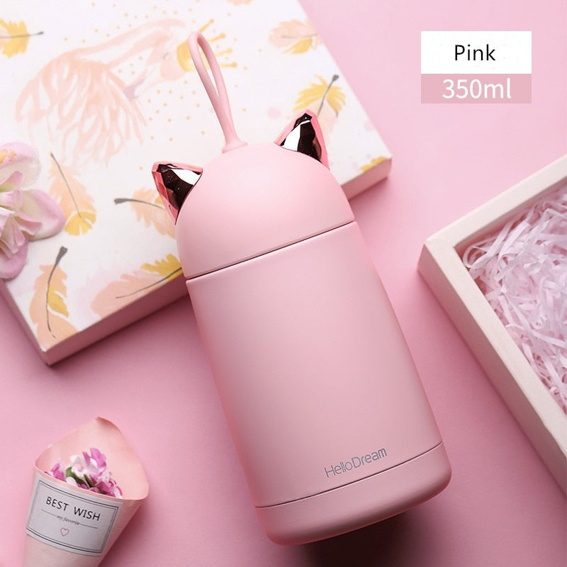 Cat Thermos Mug - 350ML / Pink