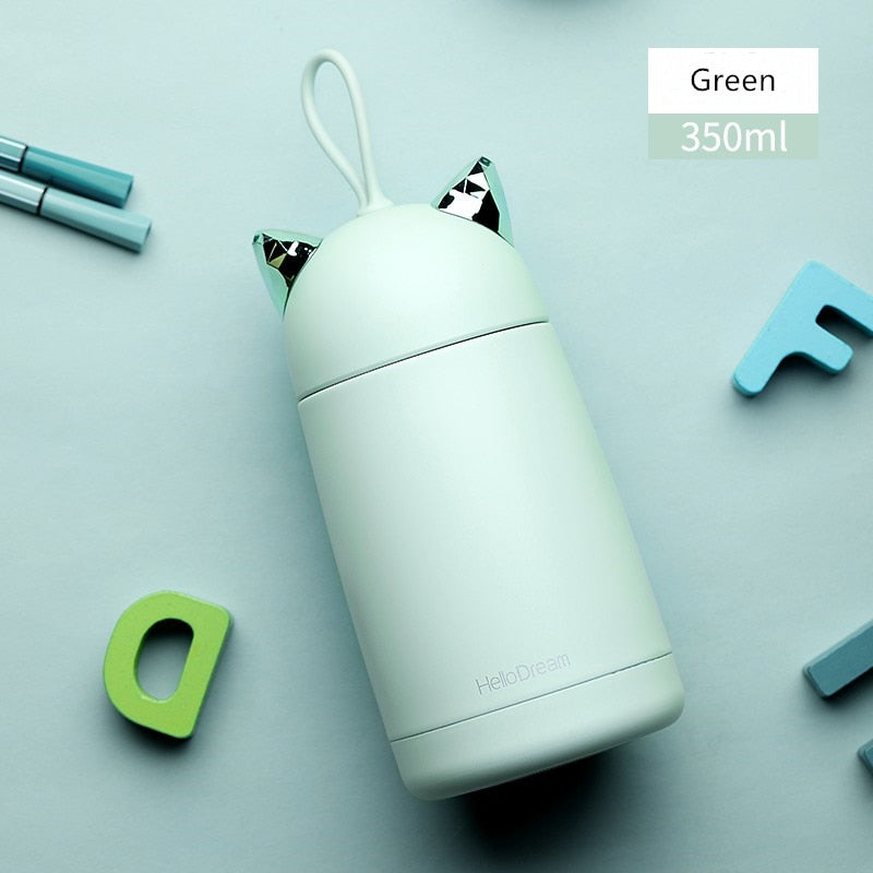 Cat Thermos Mug - 350ML / Green