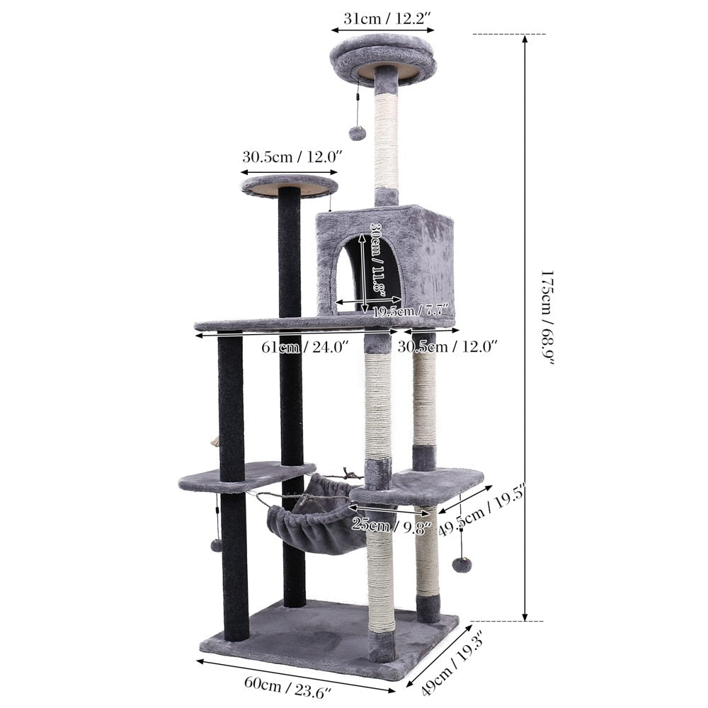 Cat Tree with Hammock - Grey / XL / United States