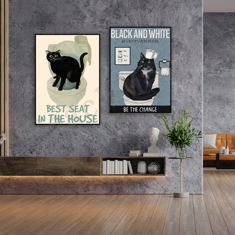 Cat Wall Art for Bathroom