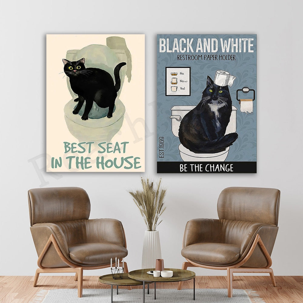 Cat Wall Art for Bathroom
