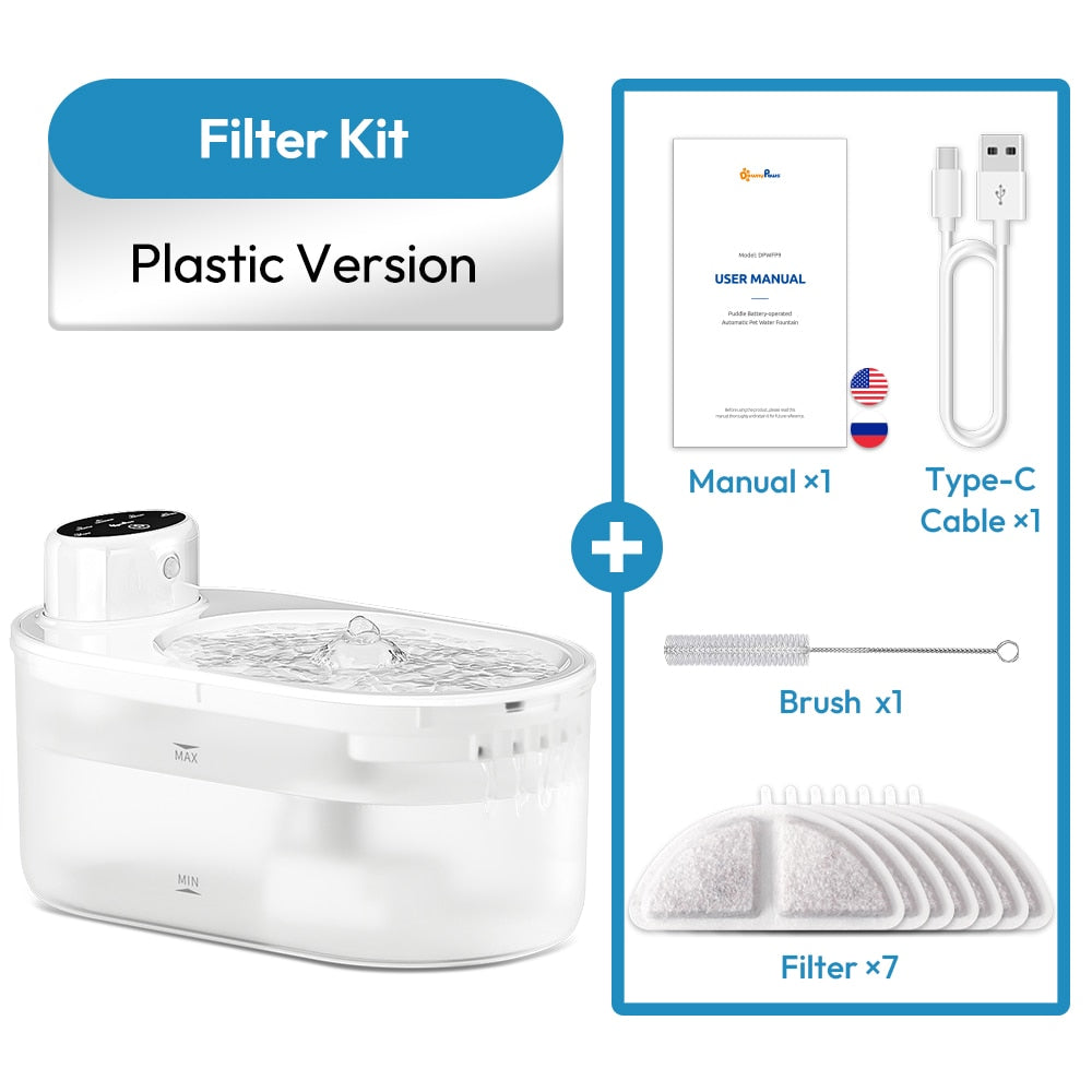 Cat Water Fountain Cordless - Plastic-Filter Kit - Cat water