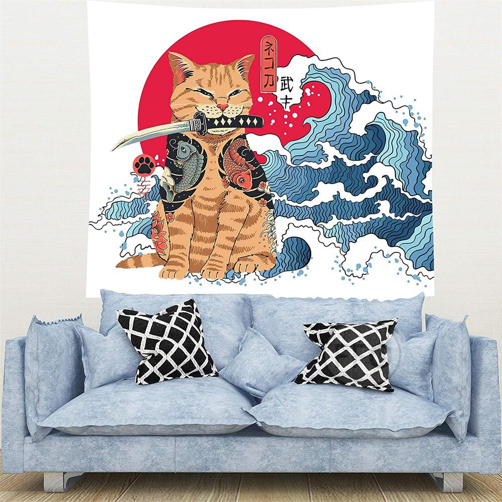 Cat Wave Tapestry - Cat Tapestry