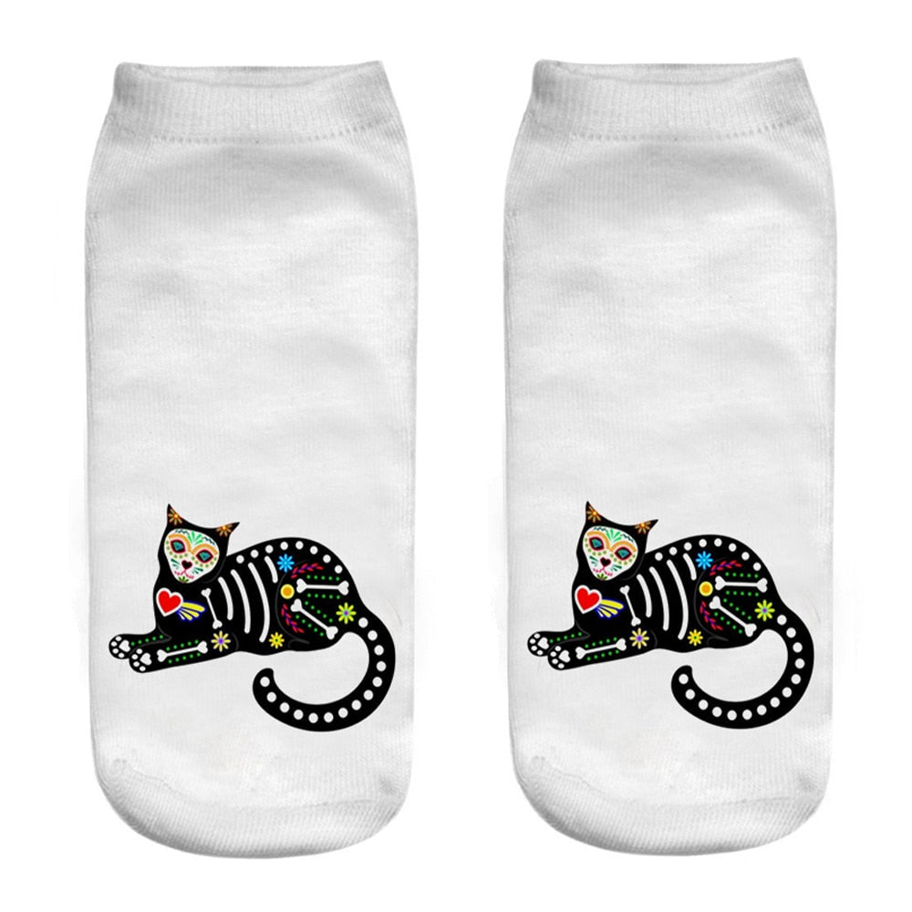 Cat White Socks - A - Cat Socks