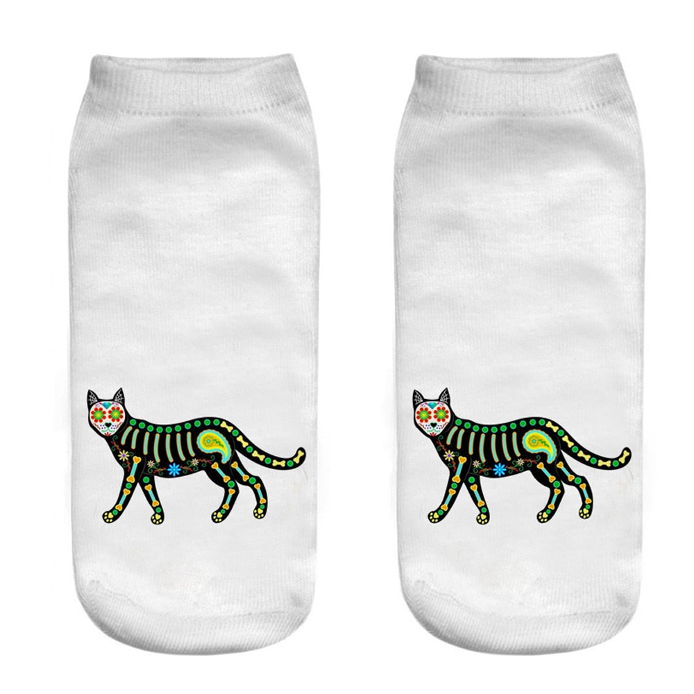 Cat White Socks - C - Cat Socks