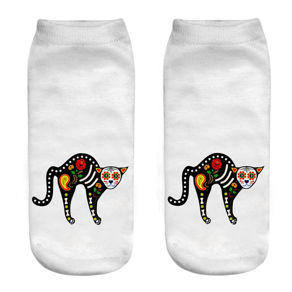 Cat White Socks - B - Cat Socks