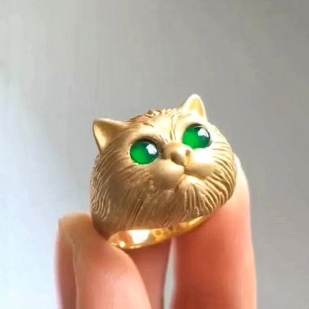 Cats Eye Gold Ring - cat rings