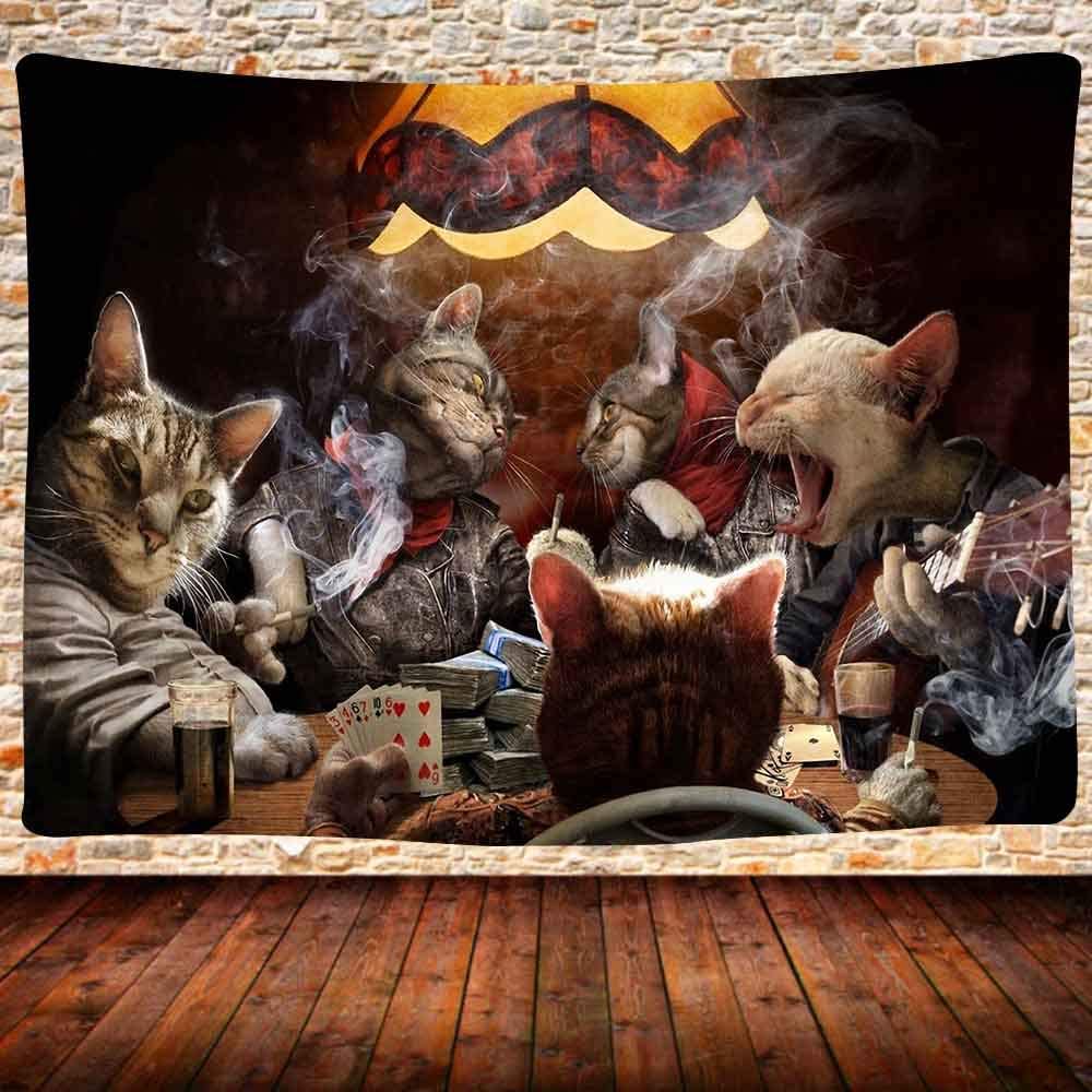 Cats Playing Poker Tapestry - Cat Tapestry