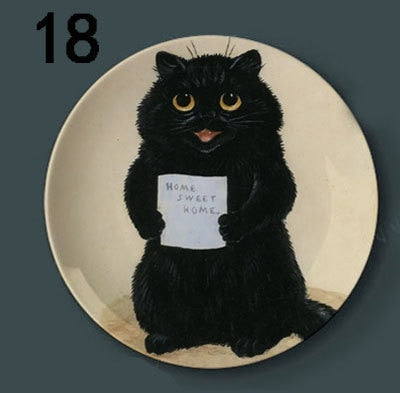 Ceramic Cat Wall Art - Black / 6 inch about 15 cm