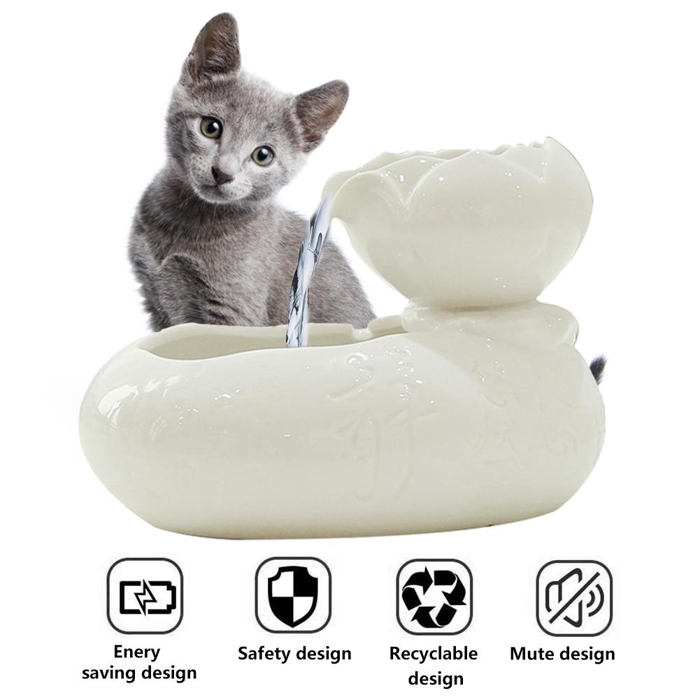 Ceramic Cat Water Fountain - White - Cat water fountain