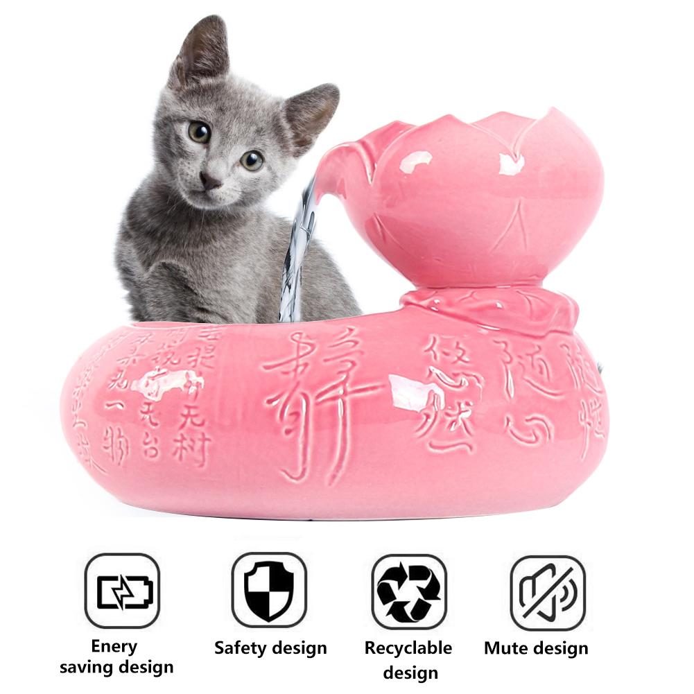 Ceramic Cat Water Fountain - Pink - Cat water fountain
