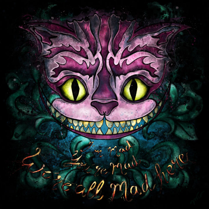 Cheshire Cat Diamond Painting - Black / square 25x25cm