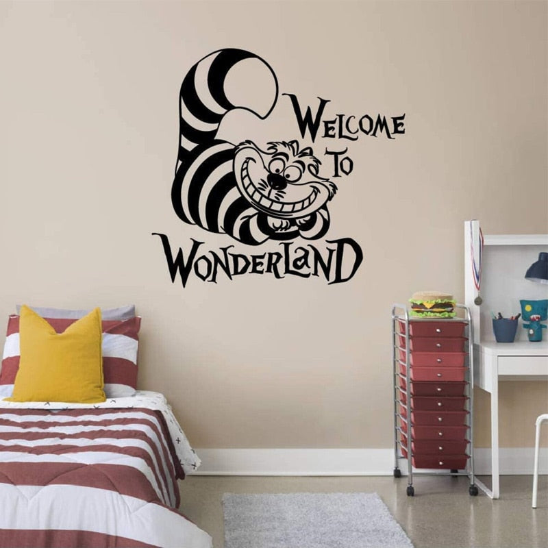 Cheshire Cat Wall Art - Black / 44x42cm