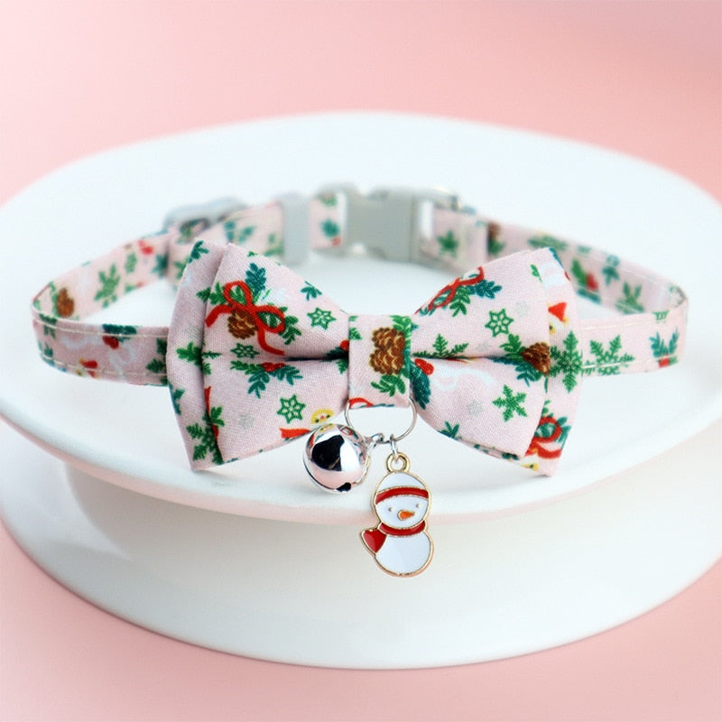 Christmas Cat Collars - White Bow / Neck 18-28cm - Cat
