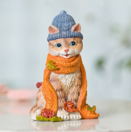 Christmas Cat Statue - Orange