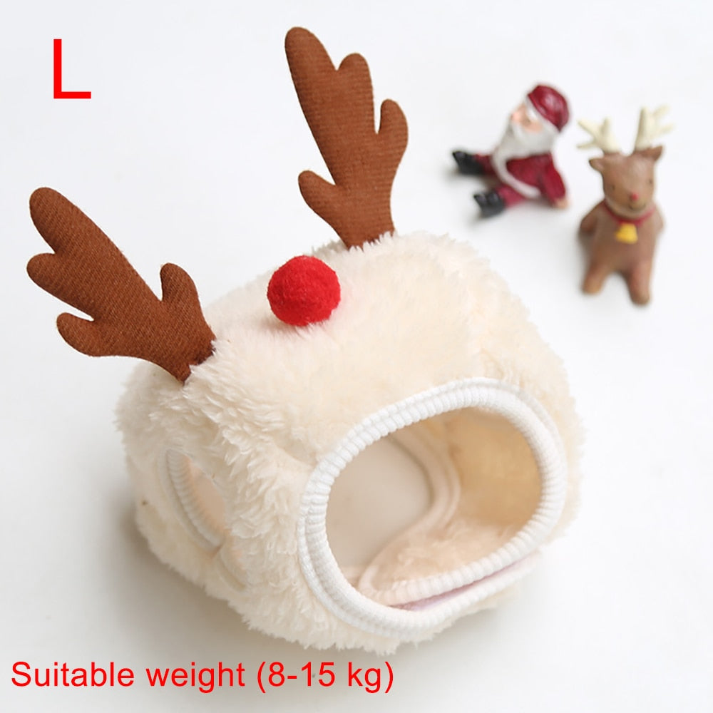 Christmas Hat for Cat - White Hat Large - Hat for Cats