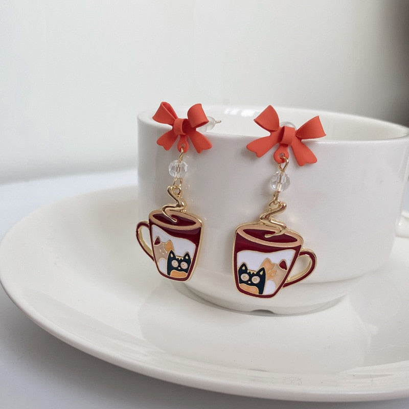 Coffee Cat Earrings - Cat earrings