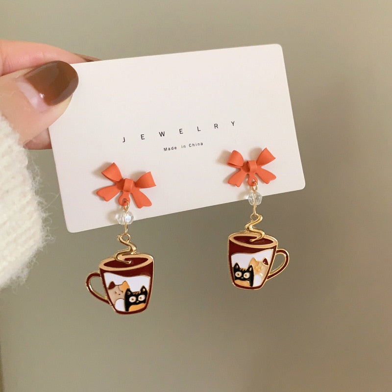 Coffee Cat Earrings - Cat earrings