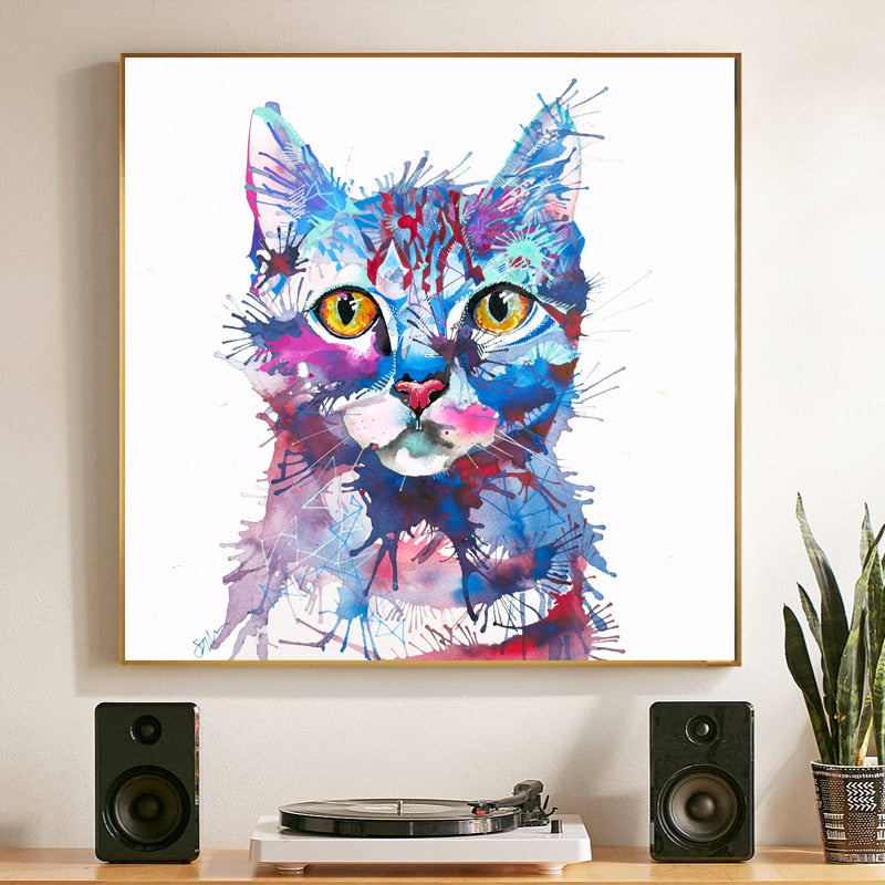 Colorful Cat Painting